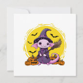 Schattige Axolotl Heks Halloween Kaart (Achterkant)