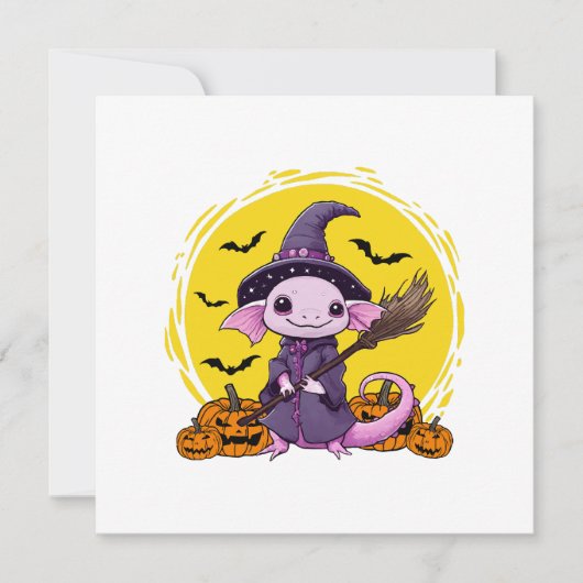 Schattige Axolotl Heks Halloween Kaart (Voorkant)