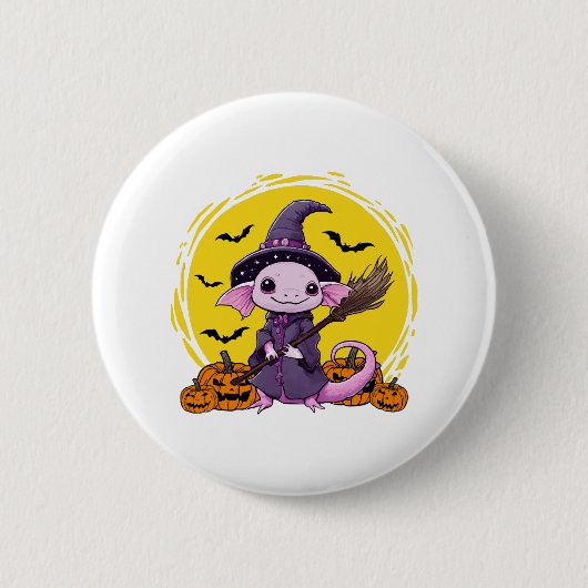 Schattige Axolotl Heks Halloween Ronde Button 5,7 Cm (Voorkant)