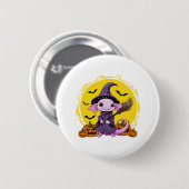 Schattige Axolotl Heks Halloween Ronde Button 5,7 Cm (Voorkant /achterkant)