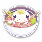 Schattige Axolotl in kom van Ramen Soup Sticker (Voorkant)