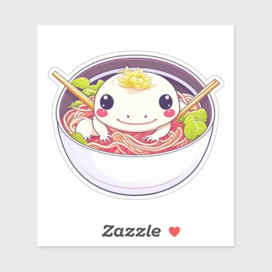 Schattige Axolotl in kom van Ramen Soup Sticker (Vel)