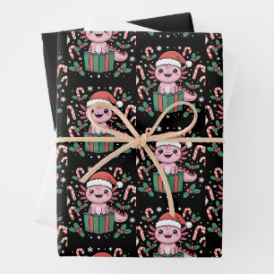 Schattige Axolotl Kerst Dier Amfibie Feestdag Inpakpapier Vel