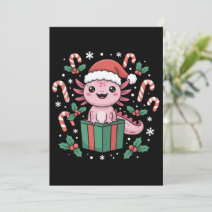 Schattige Axolotl Kerst Dier Amfibie Feestdag Kaart