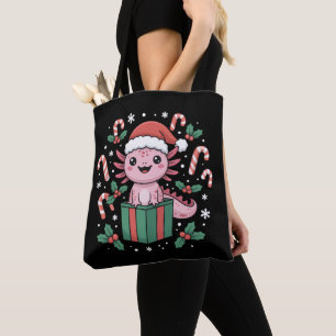 Schattige Axolotl Kerst Dier Amfibie Feestdag Tote Bag