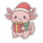 ✔ Schattige Axolotl Kerstcadeau Sticker (Voorkant)