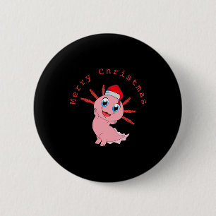 Schattige Axolotl Kerstman Vrolijk Kerstmis T-shir Ronde Button 5,7 Cm