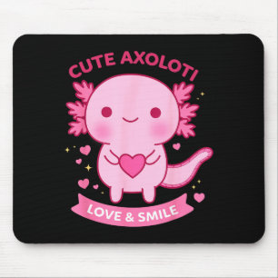 Schattige Axolotl Liefde &amp; Glimlach Kawaii Har Muismat