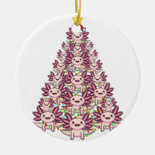 Schattige Axolotl maakt een Kerstboom Keramisch Ornament