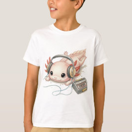 Schattige Axolotl met Koptelefoon – T‑Shirt voor K T-shirt