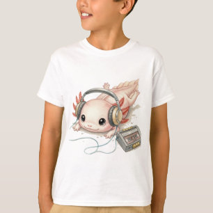 Schattige Axolotl met Koptelefoon – T‑Shirt voor K T-shirt