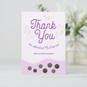 Schattige Axolotl Paarse Boba Thee Par-tea Kindere Bedankkaart (Staand voorkant)