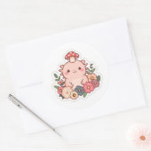 Schattige axolotl-paddenstoel ronde sticker (Envelop)