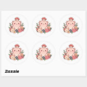 Schattige axolotl-paddenstoel ronde sticker (Vel)