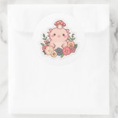 Schattige axolotl-paddenstoel ronde sticker (Tas)