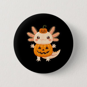 Schattige Axolotl Pompoen Halloween Jack O Lantern Ronde Button 5,7 Cm