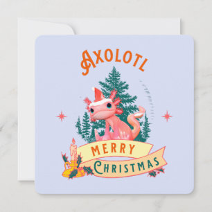 Schattige Axolotl Prettig Kerstmis Vakantie Kunst Feestdagenkaart