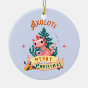 Schattige Axolotl Prettig Kerstmis Vakantie Kunst Keramisch Ornament