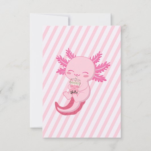 Schattige Axolotl Roze Boba Thee Par-tea Kinderen Bedankkaart (Achterkant)