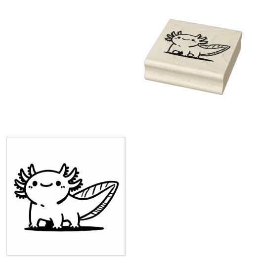 Schattige Axolotl Rubberstempel (Gestempeld)