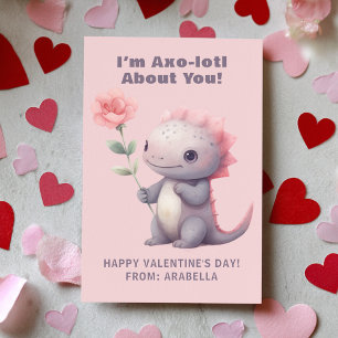 Schattige Axolotl Valentijnskaart voor de klas Notitiekaartje
