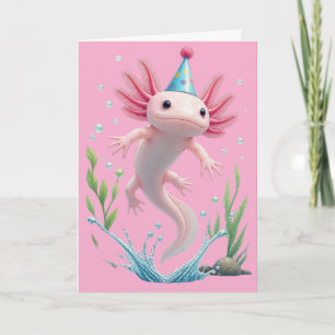Schattige Axolotl Verjaardag Grappig Cadeau Kaart