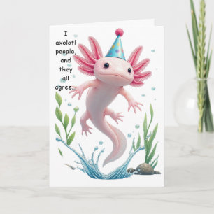 Schattige Axolotl Verjaardag Grappig Cadeau  Kaart