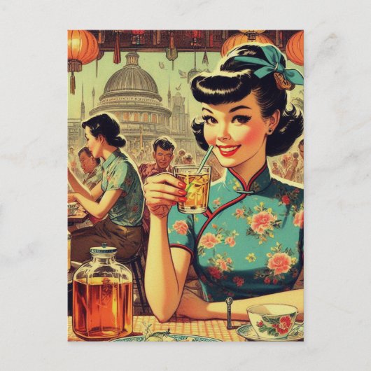  Schattige Aziatisch Meisje Briefkaart (Voorkant)