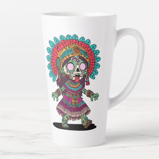 Schattige Azteek Zombie Latte Mok (Rechts)