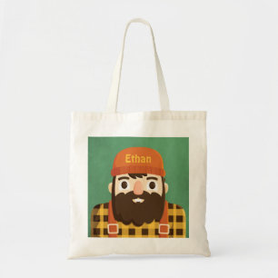 Schattige baardhoutvester in geruite boodschappent tote bag