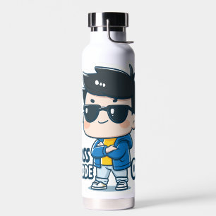 Schattige baas modus aan leuke cartoon sticker waterfles