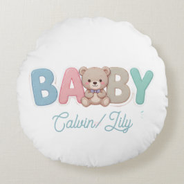 Schattige baby aangepaste typografie-Kleine hand, Rond Kussen