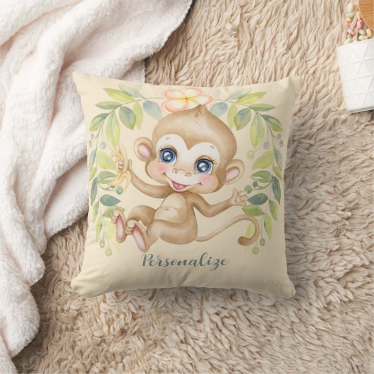 Schattige baby aap Schattig jungle dier Kussen (Deken)