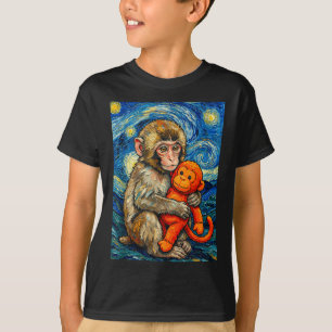 Schattige baby aap stomp meme sterren nacht van go t-shirt