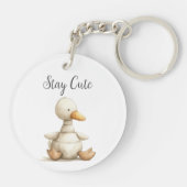 Schattige Baby Animal Duck Quote Blijf Schattige R Sleutelhanger (Achterkant)