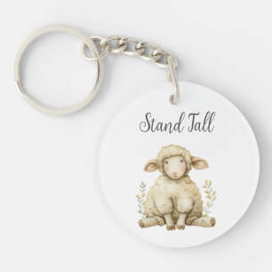 Schattige Baby Animal Sheep Quote Stand Tall Round Sleutelhanger