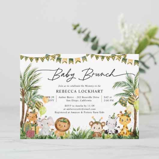 Schattige Baby Animals in Oerwoud Safari Baby Brun Kaart (Staand voorkant)