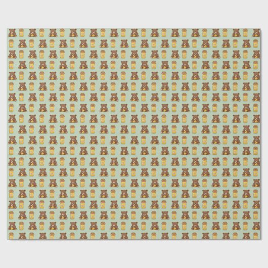 Schattige Baby Beer Eating Honey Gift Wrap Paper Cadeaupapier (Vlak)