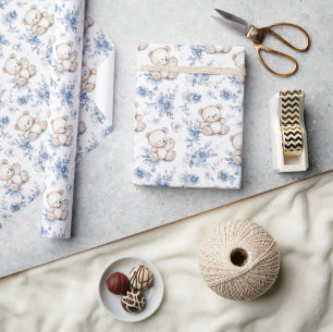 Schattige Baby Beer en baby shower Wrapping Paper Cadeaupapier