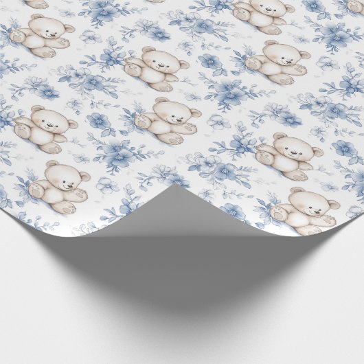 Schattige Baby Beer en baby shower Wrapping Paper Cadeaupapier (Hoek)