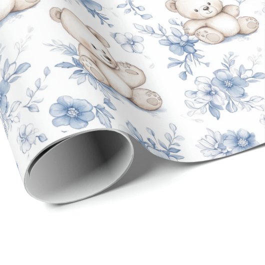 Schattige Baby Beer en baby shower Wrapping Paper Cadeaupapier (Rol Hoek)