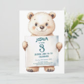 Schattige Baby Beer en teken verjaardagsfeestje vo Kaart (Staand voorkant)