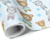 Schattige Baby Beer en Zebra Cadeaupapier (Rol Hoek)