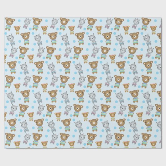 Schattige Baby Beer en Zebra Cadeaupapier (Vlak)