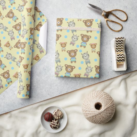 Schattige Baby Beer en Zebra Cadeaupapier (Crafts)