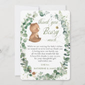 Schattige Baby Beer groen Gender Neutral Shower T Bedankkaart (Voorkant)