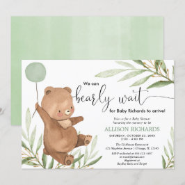 Schattige baby beer groen goud genderneutrale douc kaart