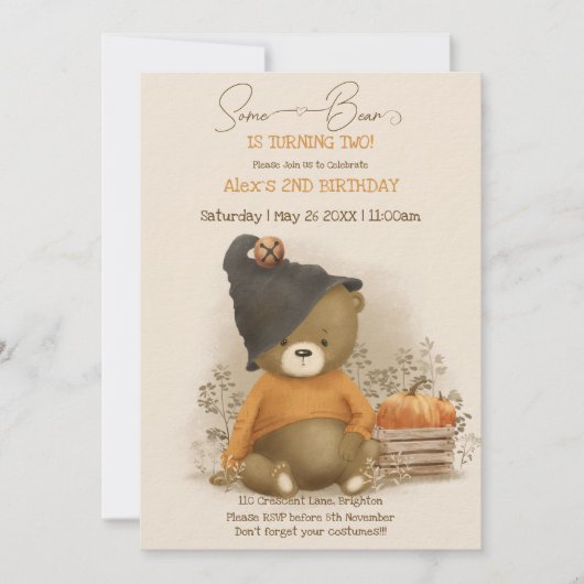 Schattige Baby Beer Halloween Verjaardag Kaart (Voorkant)