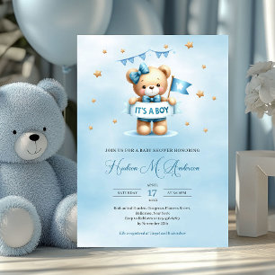 Schattige baby beer Het is een jongen baby shower Kaart