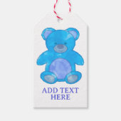Schattige Baby Beer in blauw aangepaste tekst Cadeaulabel (Voorkant)